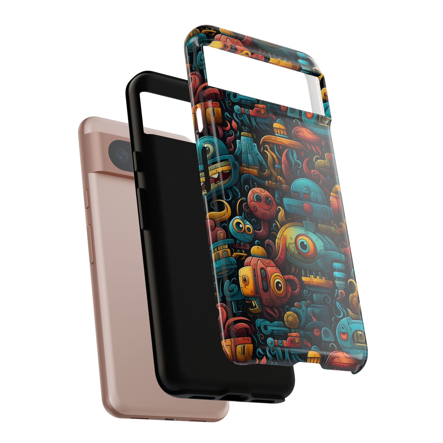 Whimsical Robots Tough Phone Case – Fantastical Mechanical Creatures Design for iPhone, Samsung Galaxy & Google Pixel