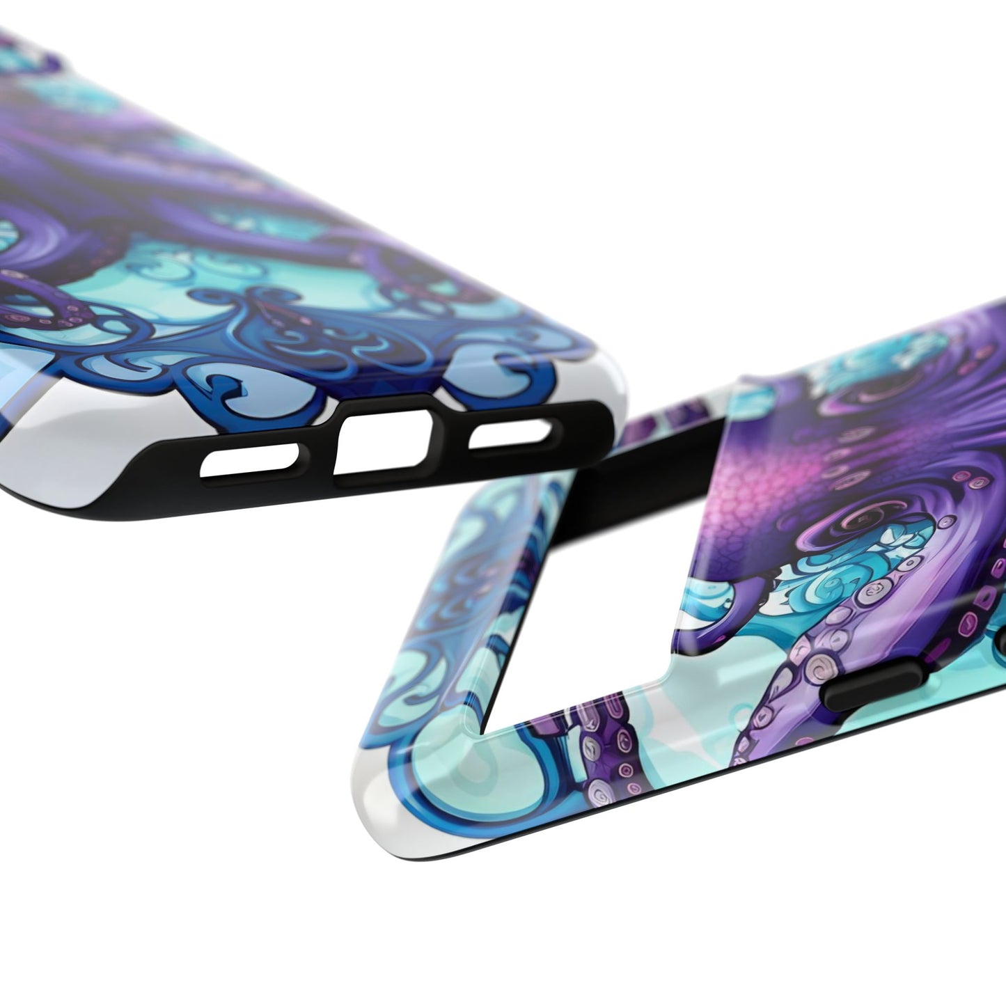 Aqua Blue & Purple Octopus Tough Phone Case | Art Nouveau Mandala Design | Device Protection for iPhone, Samsung Galaxy & Google Pixel