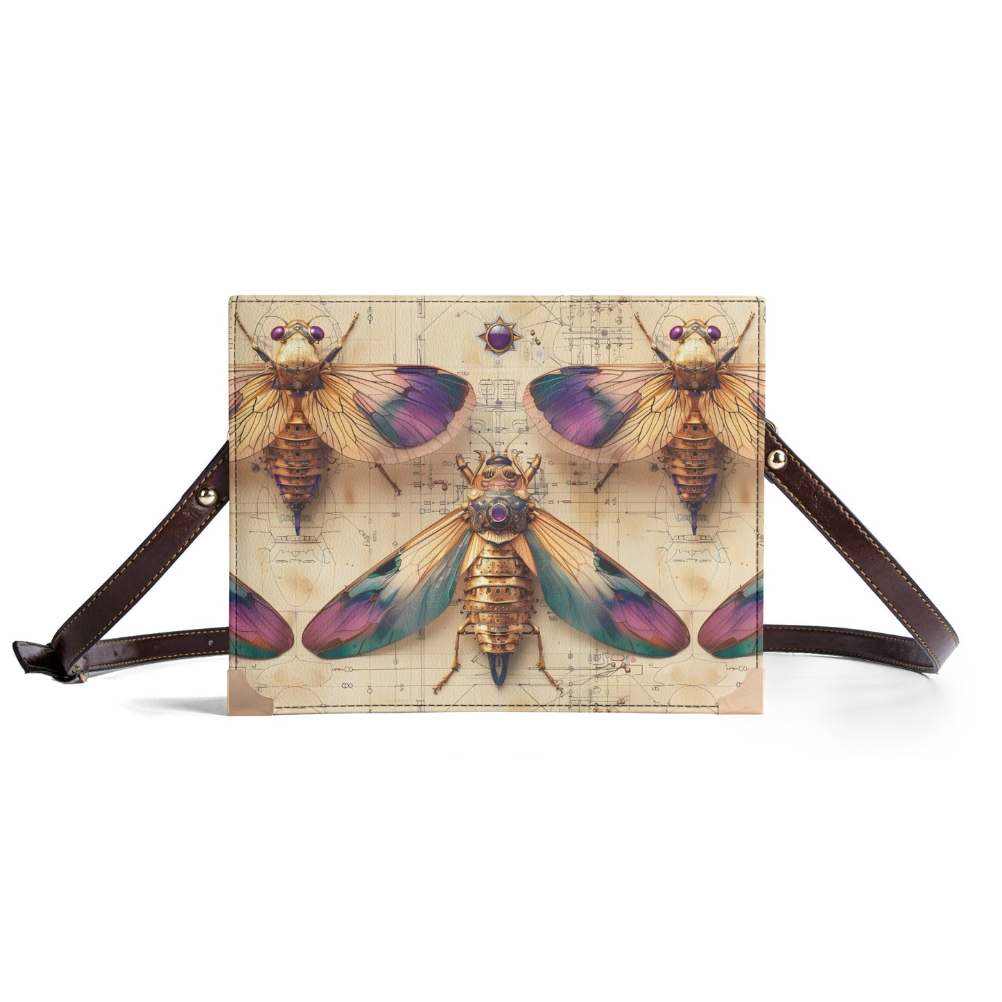 Vintage Etymology Crossbody Book Bag – Antique Insect Design Book Carrier Purse for Book Lovers