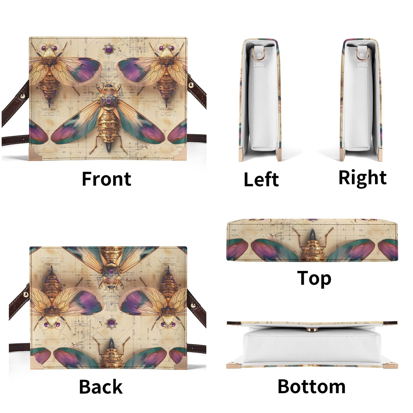 Vintage Etymology Crossbody Book Bag – Antique Insect Design Book Carrier Purse for Book Lovers