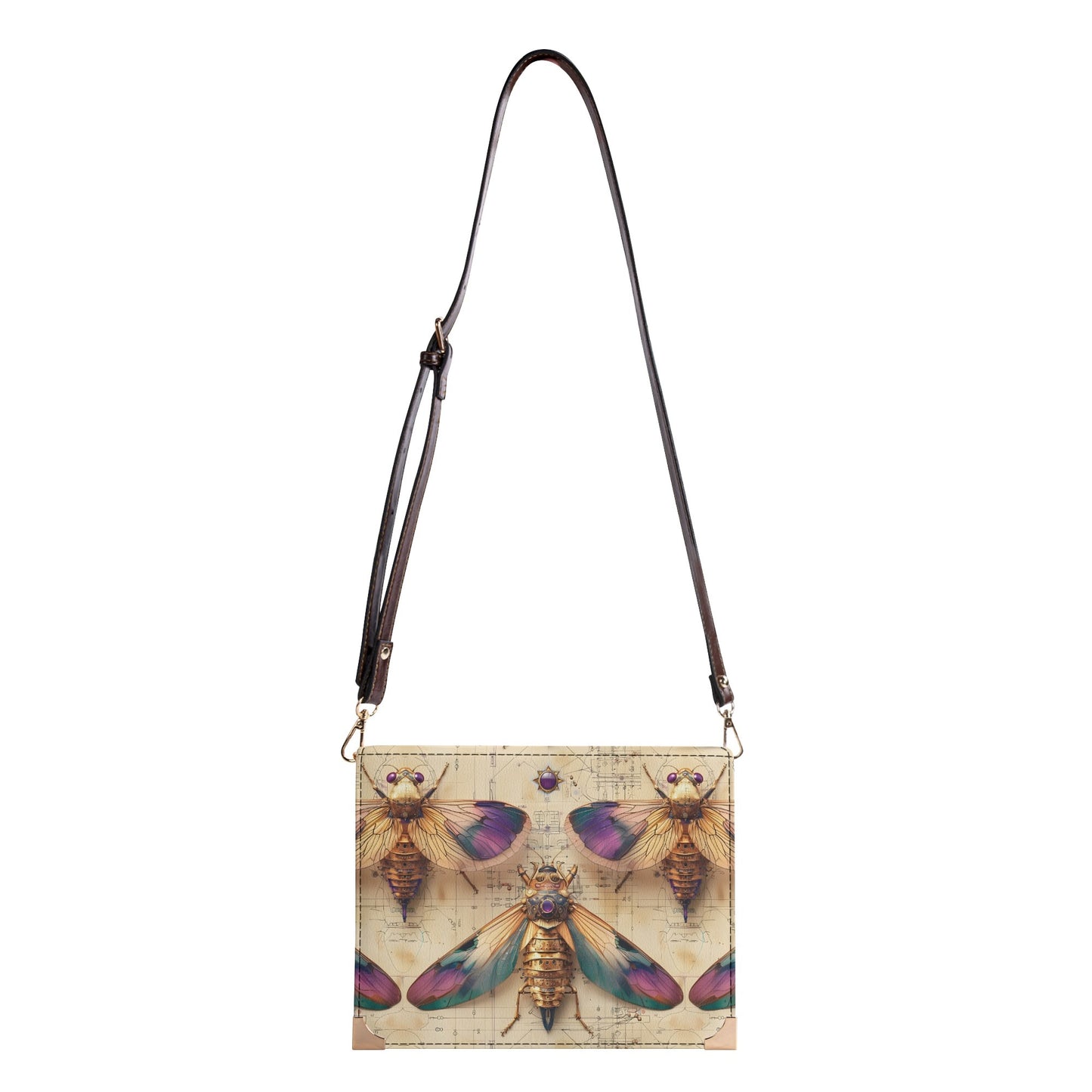 Vintage Etymology Crossbody Book Bag – Antique Insect Design Book Carrier Purse for Book Lovers