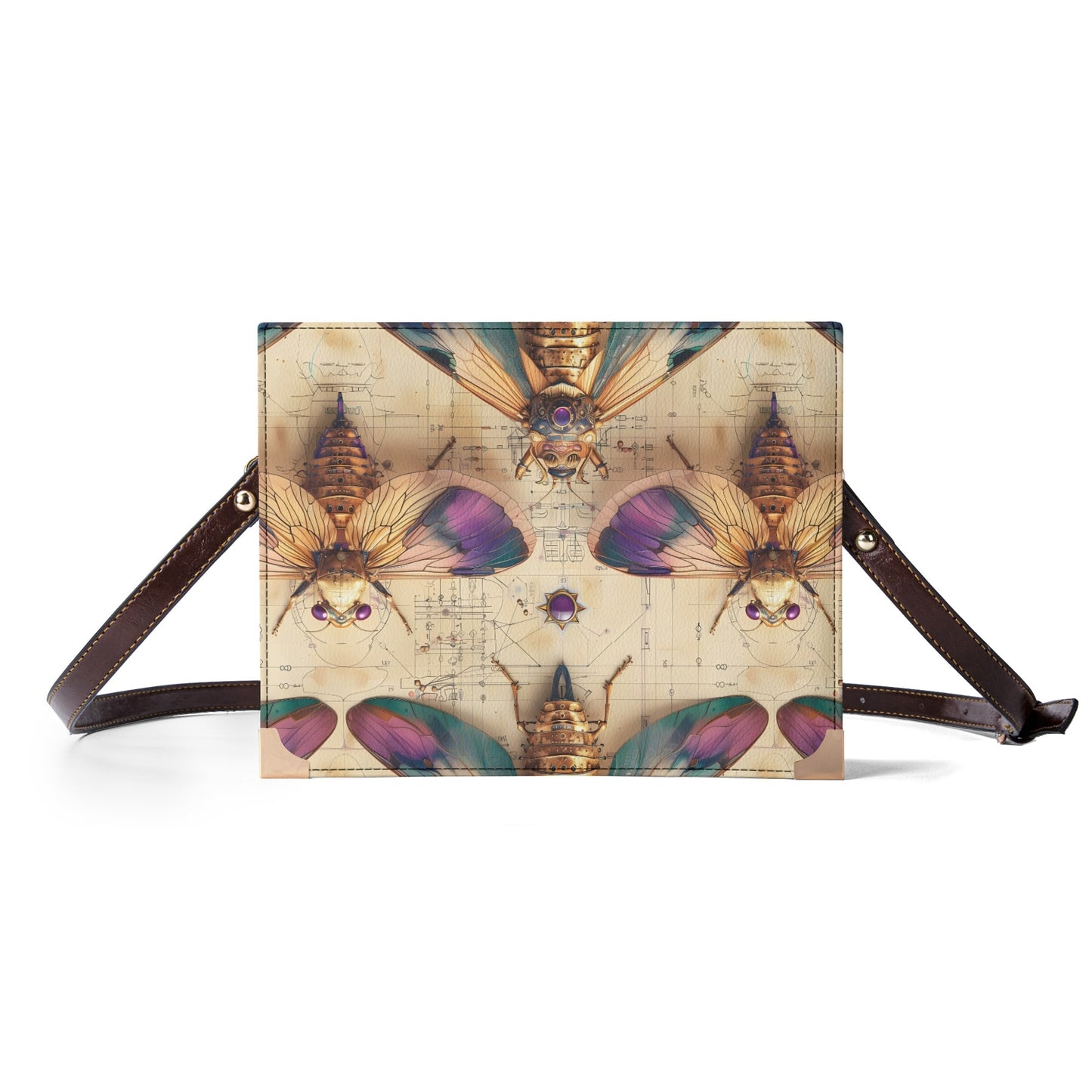 Vintage Etymology Crossbody Book Bag – Antique Insect Design Book Carrier Purse for Book Lovers