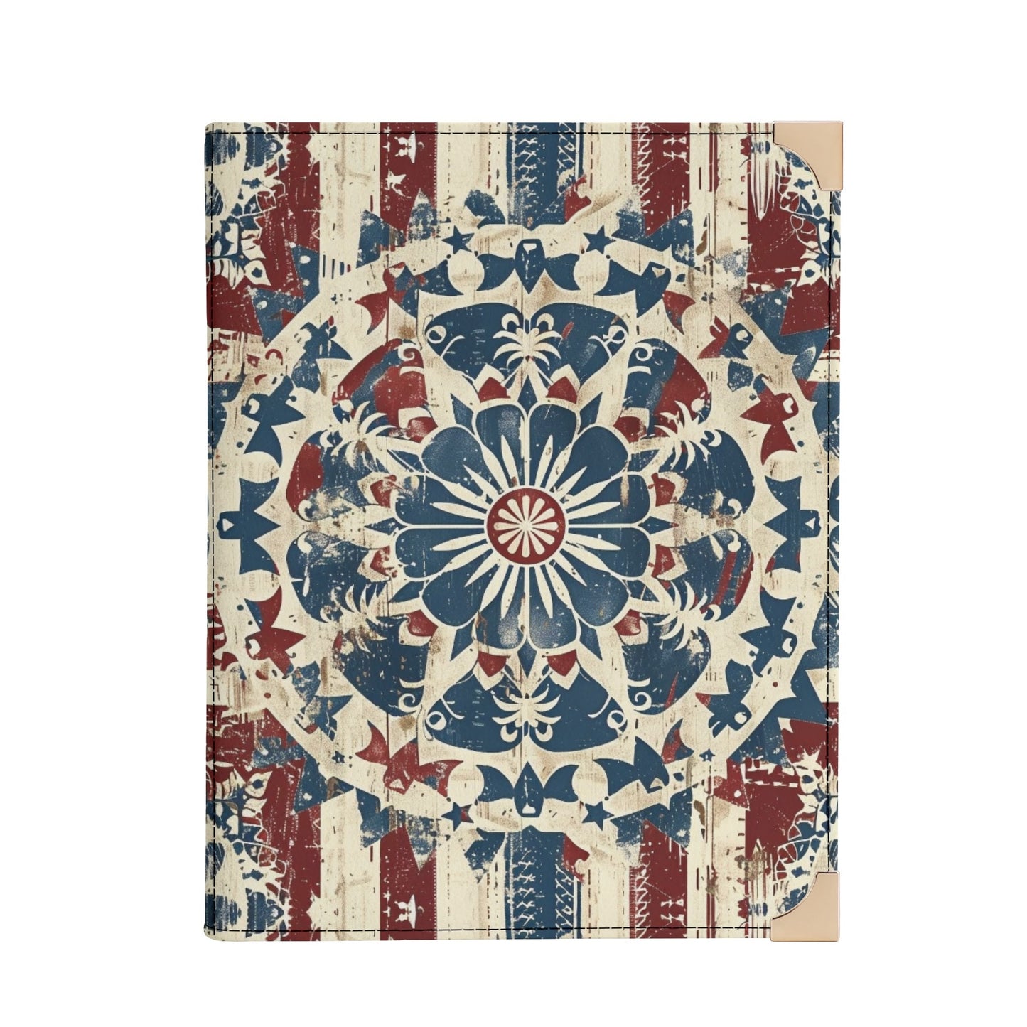 Americana Mandala Book Cover Purse - Patriotic Bible Cover Crossbody Shoulderbag in Red White and Blue