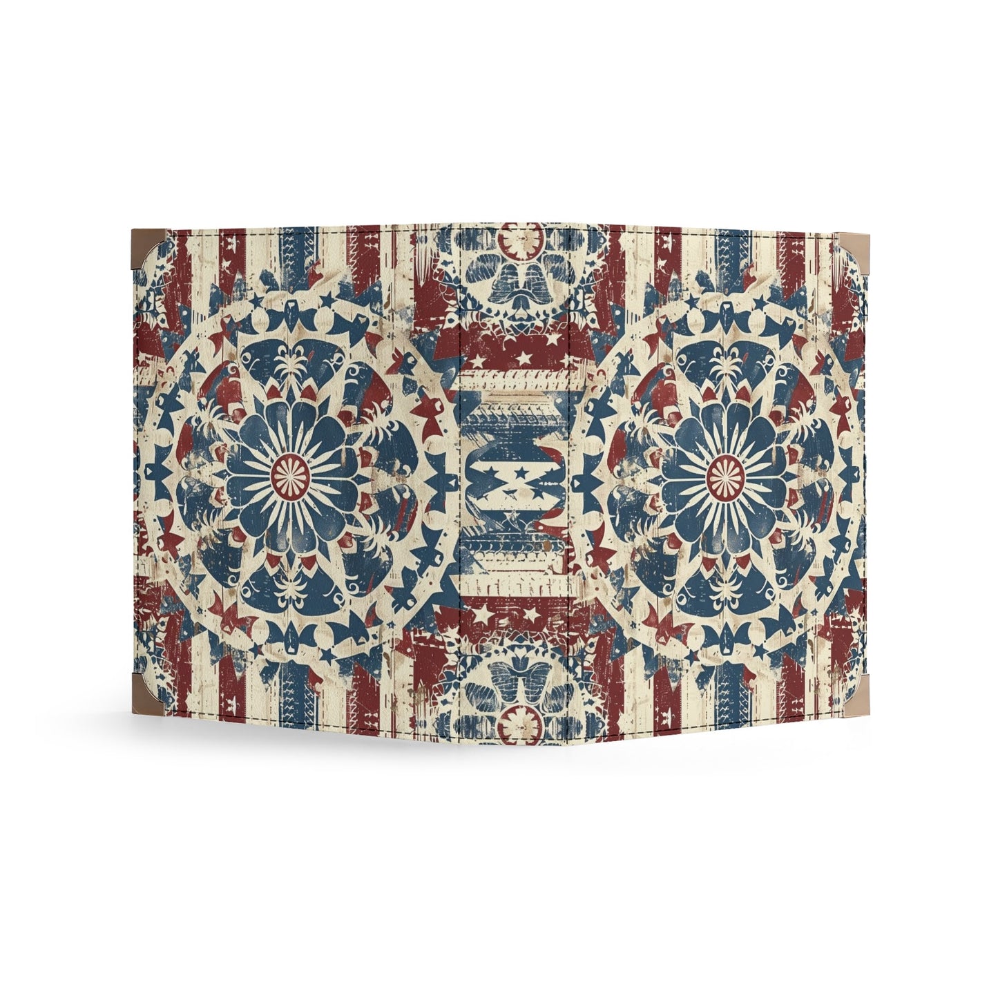 Americana Mandala Book Cover Purse - Patriotic Bible Cover Crossbody Shoulderbag in Red White and Blue
