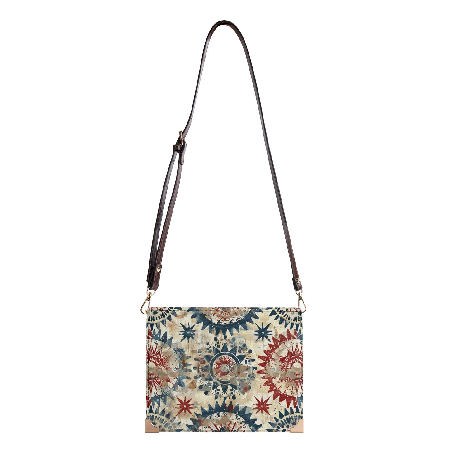 Rustic Americana Quilt Book Cover Purse - Patriotic Bible Cover Shoulder Bag in Red White and Blue