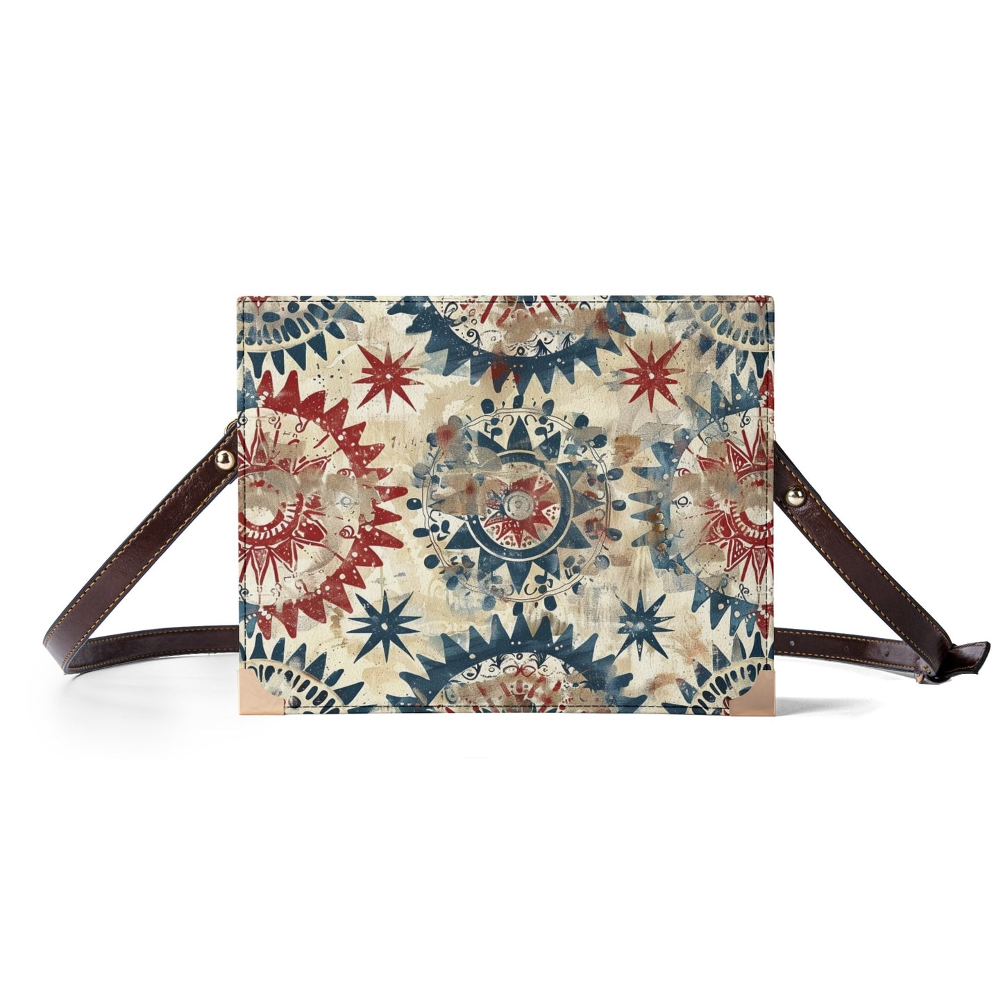 Rustic Americana Quilt Book Cover Purse - Patriotic Bible Cover Shoulder Bag in Red White and Blue