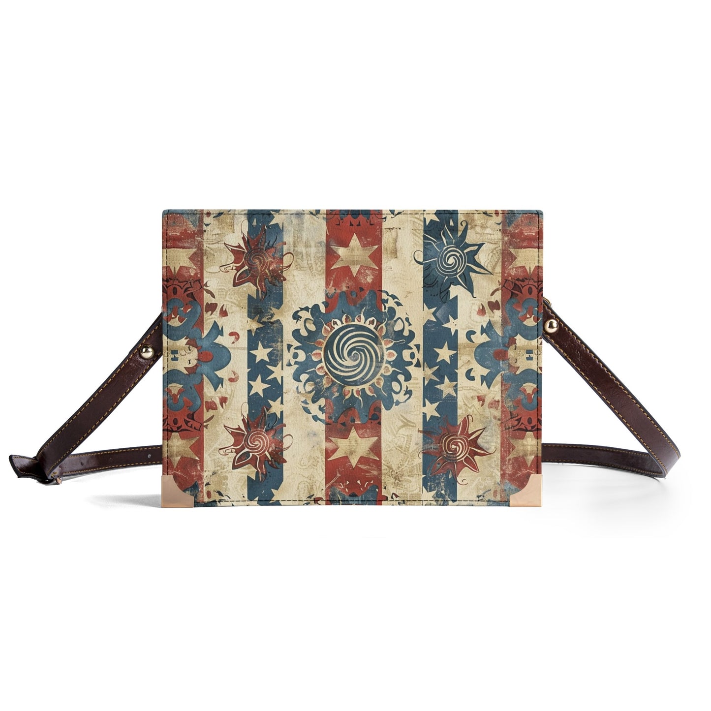 Americana Swirl Mandala Book Cover Purse - Bible Crossbody Bag in Red White and Blue