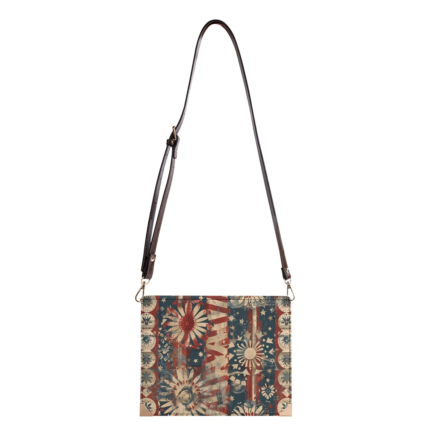 Patriotic Starburst Americana Book Cover Purse - Bible Cover Handbag Crossbody Bag for Literary Lovers in Red White and Blue