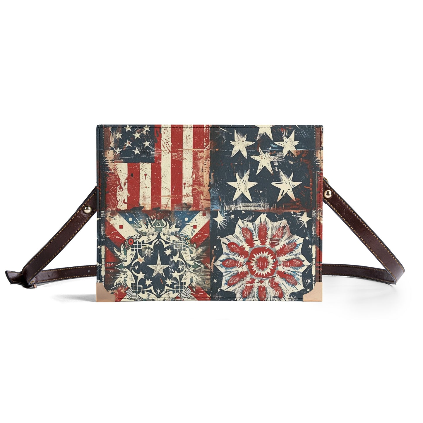 Vintage Americana Bible Cover Purse – Patriotic Folk Art Book Cover Crossbody Bag