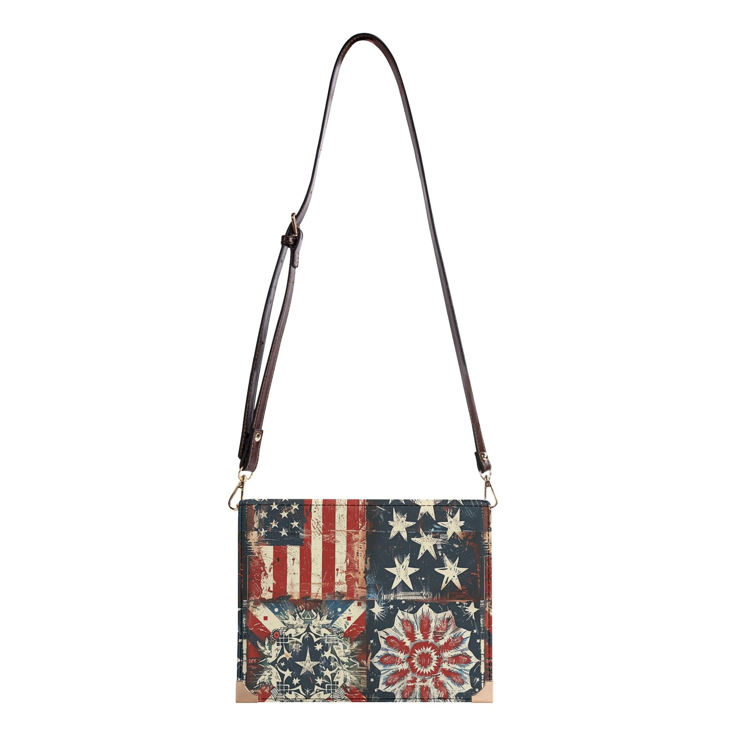 Vintage Americana Bible Cover Purse – Patriotic Folk Art Book Cover Crossbody Bag