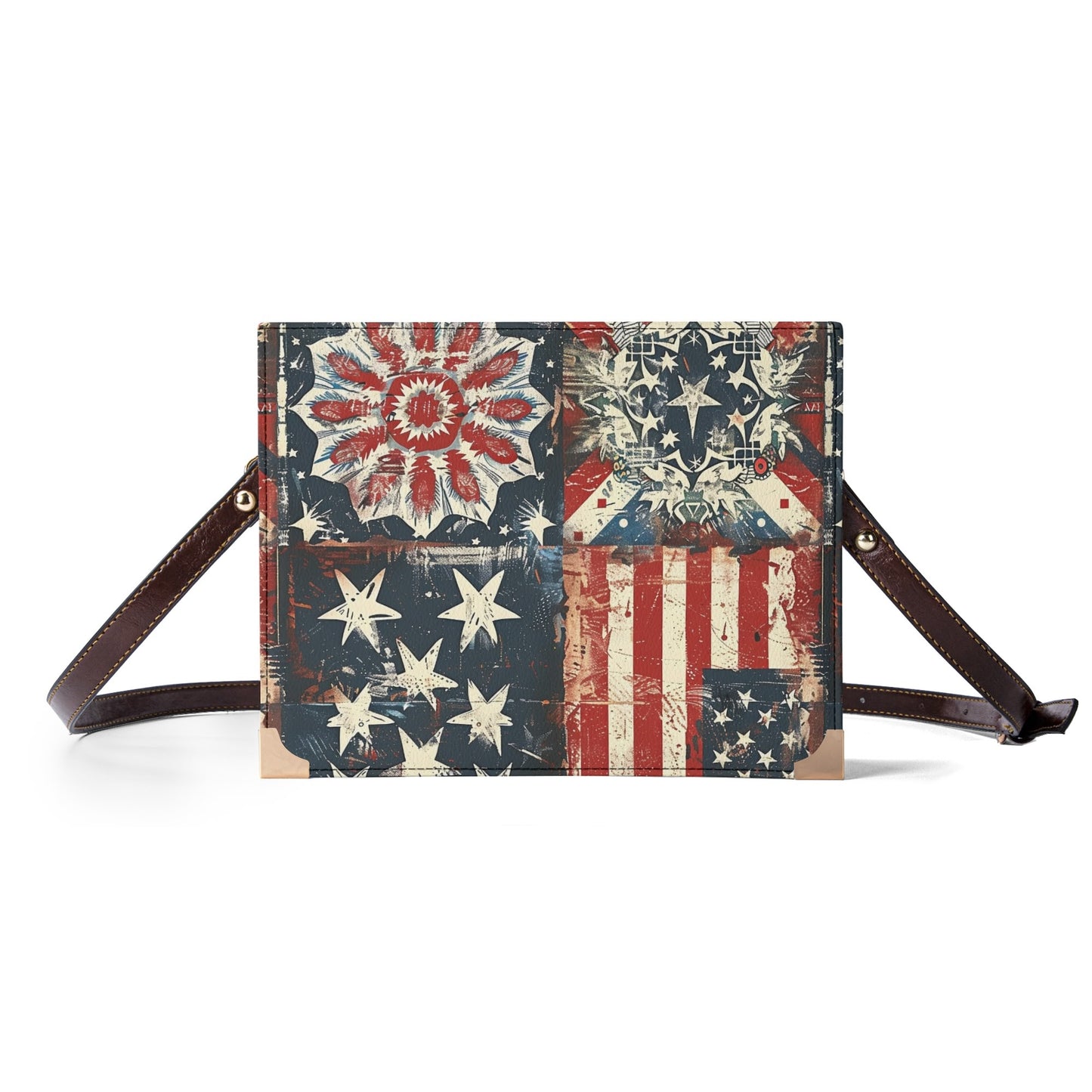 Vintage Americana Bible Cover Purse – Patriotic Folk Art Book Cover Crossbody Bag