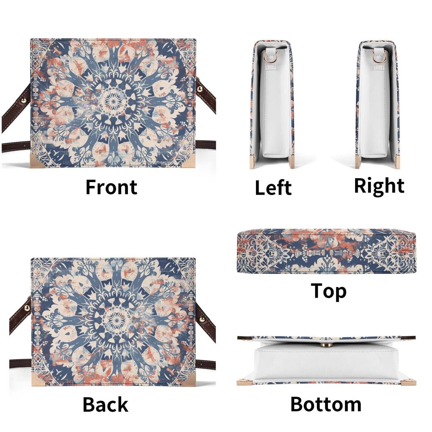Vintage Floral Bible Cover Purse – Blue and Coral Mandala Design