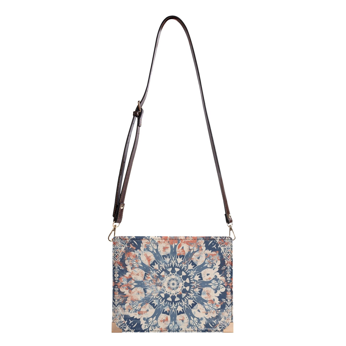 Vintage Floral Bible Cover Purse – Blue and Coral Mandala Design
