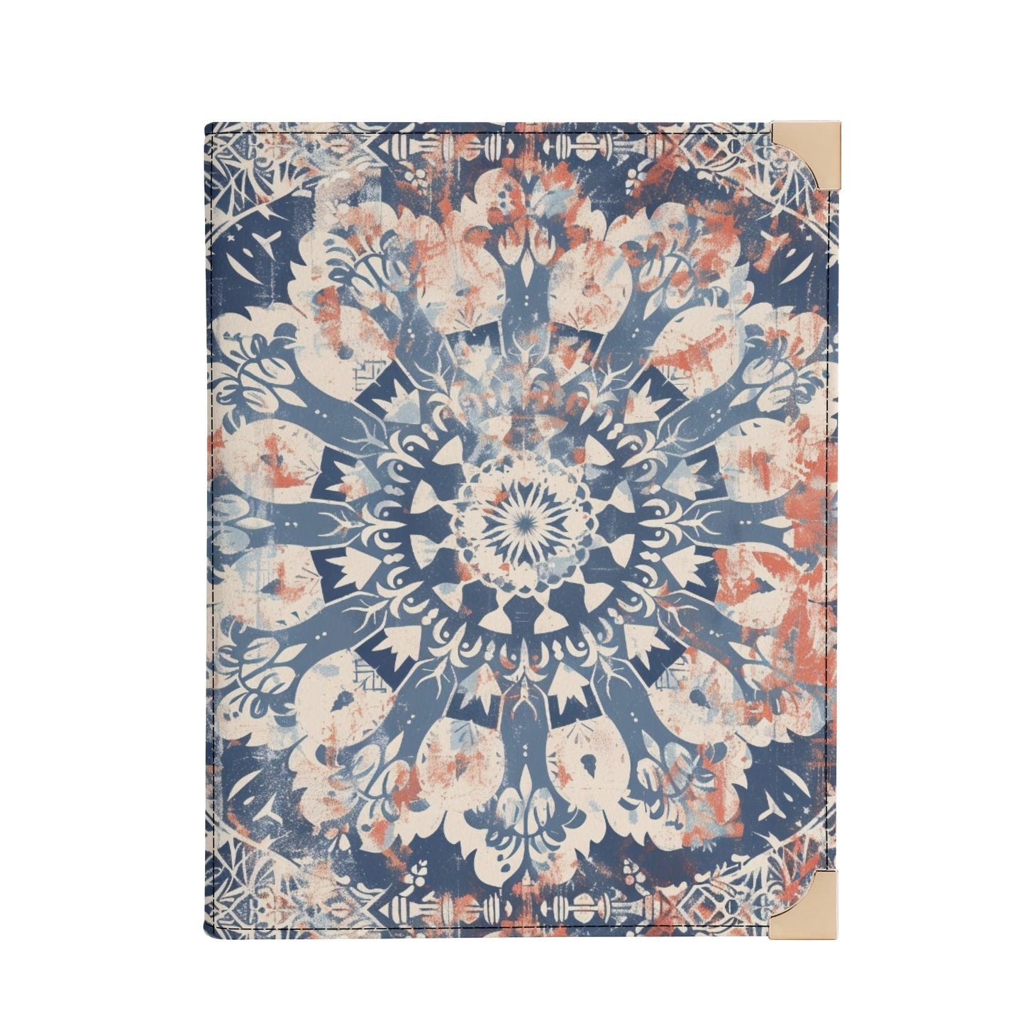 Vintage Floral Bible Cover Purse – Blue and Coral Mandala Design