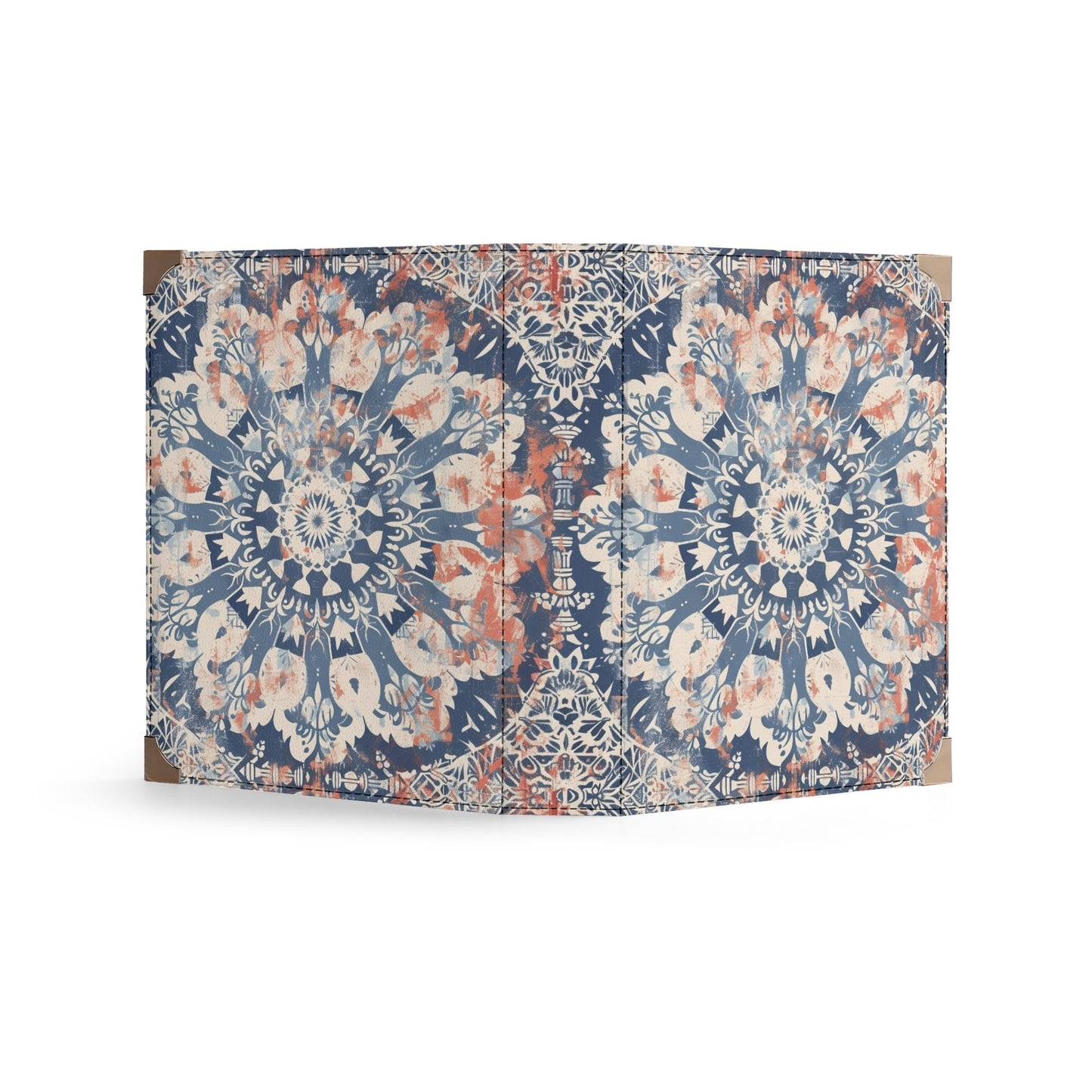 Vintage Floral Bible Cover Purse – Blue and Coral Mandala Design