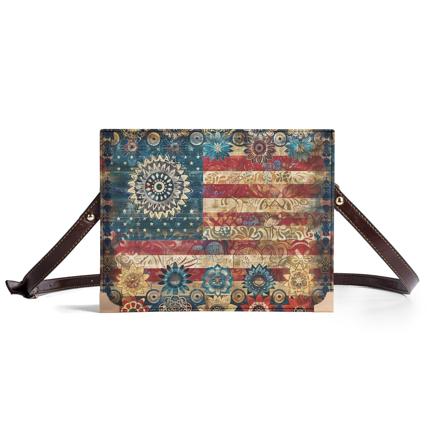 Vintage Floral Flag Bible Cover Purse – Patriotic Design