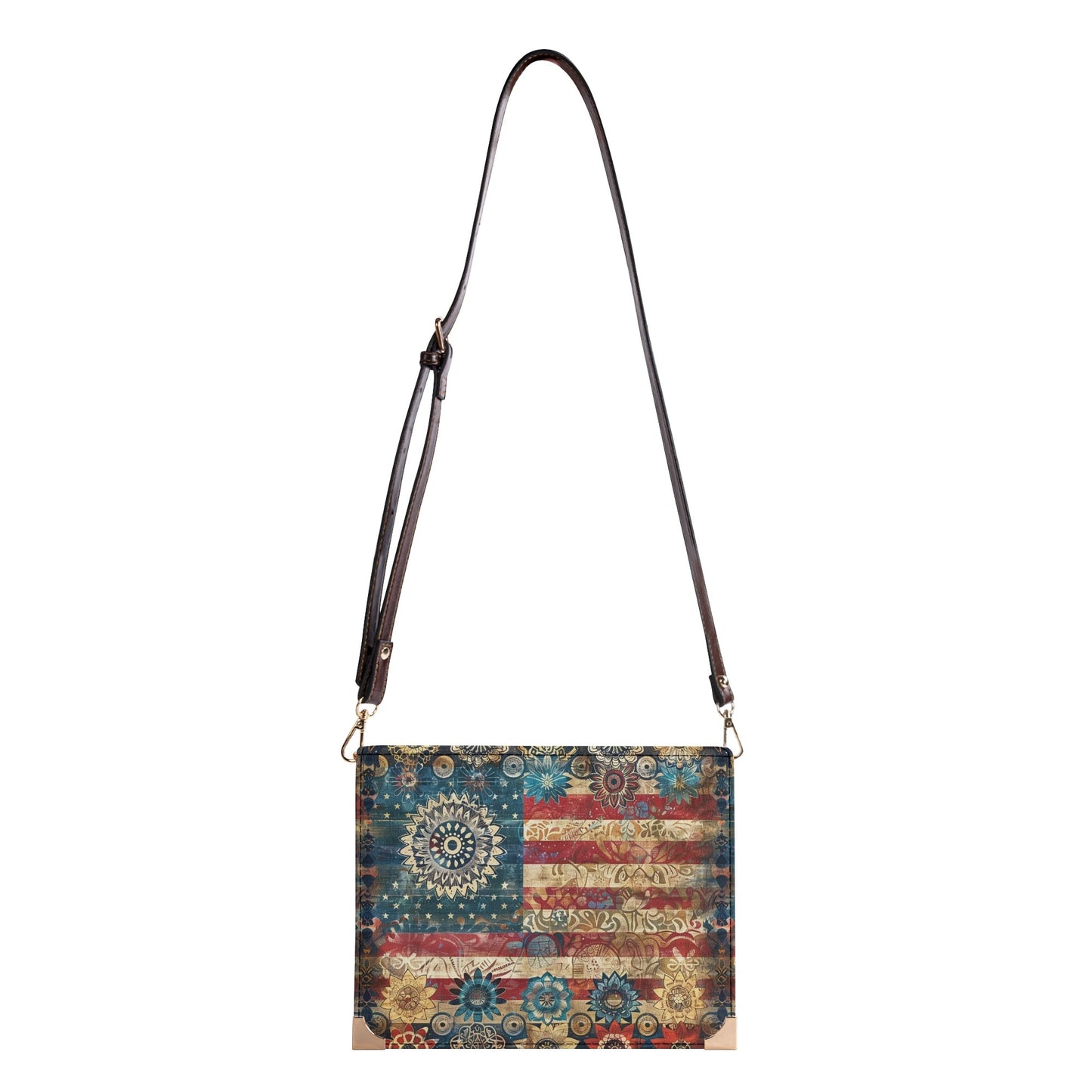 Vintage Floral Flag Bible Cover Purse – Patriotic Design