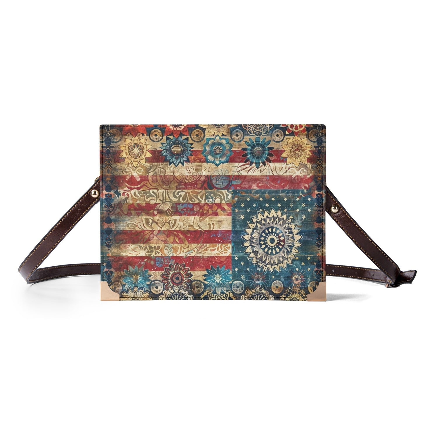 Vintage Floral Flag Bible Cover Purse – Patriotic Design
