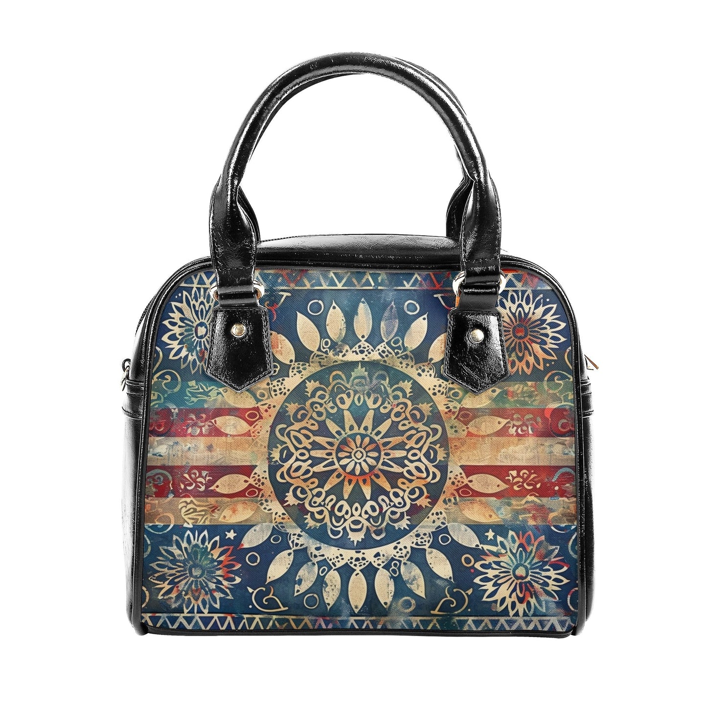 Rustic Mandala Handbag – Vintage Americana Design in Red White and Blue