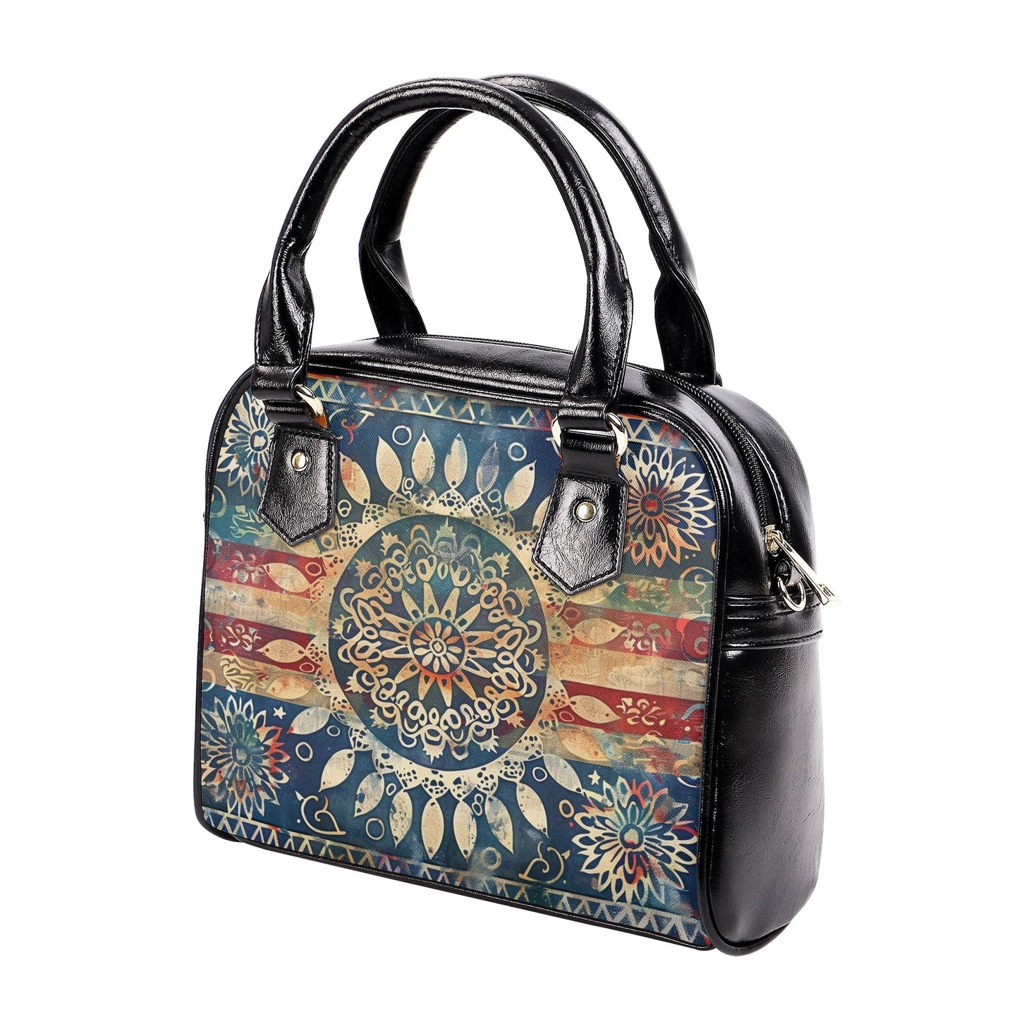 Rustic Mandala Handbag – Vintage Americana Design in Red White and Blue