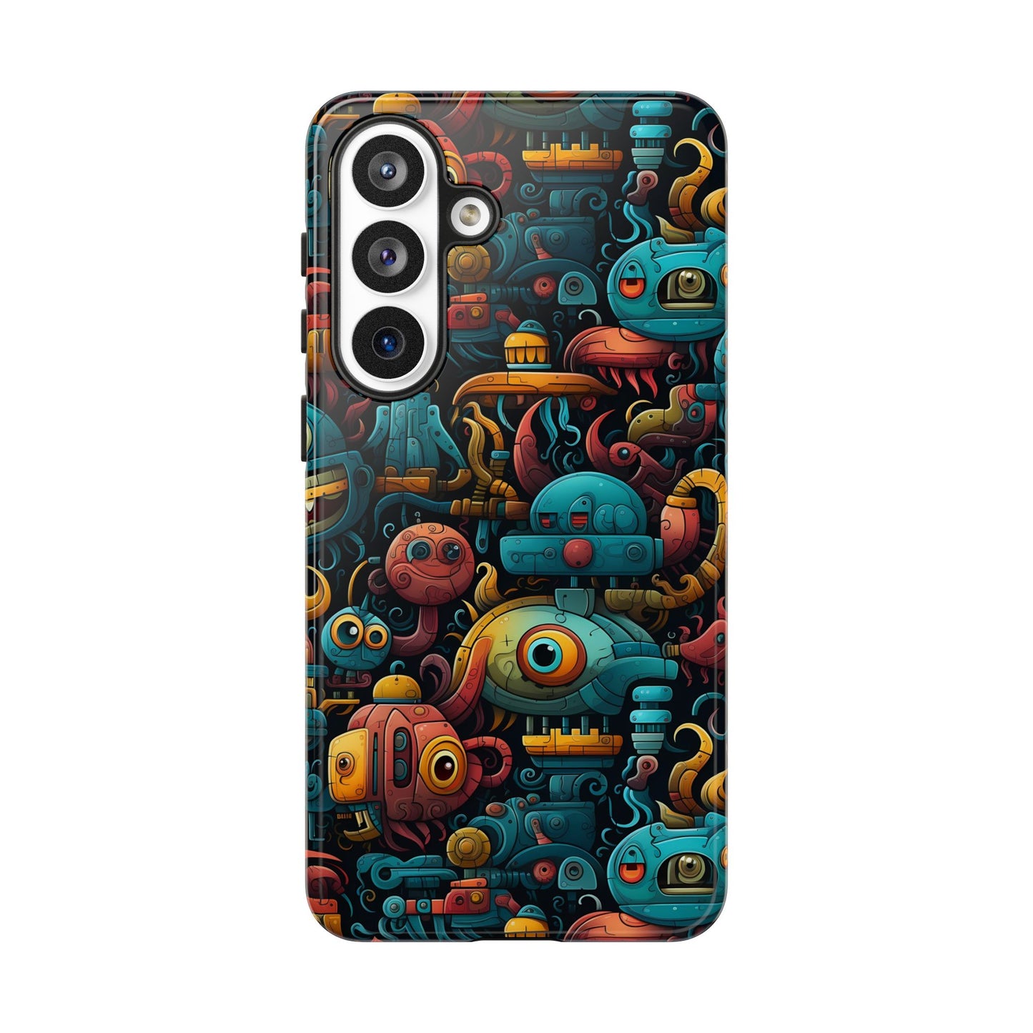 Whimsical Robots Tough Phone Case – Fantastical Mechanical Creatures Design for iPhone, Samsung Galaxy & Google Pixel