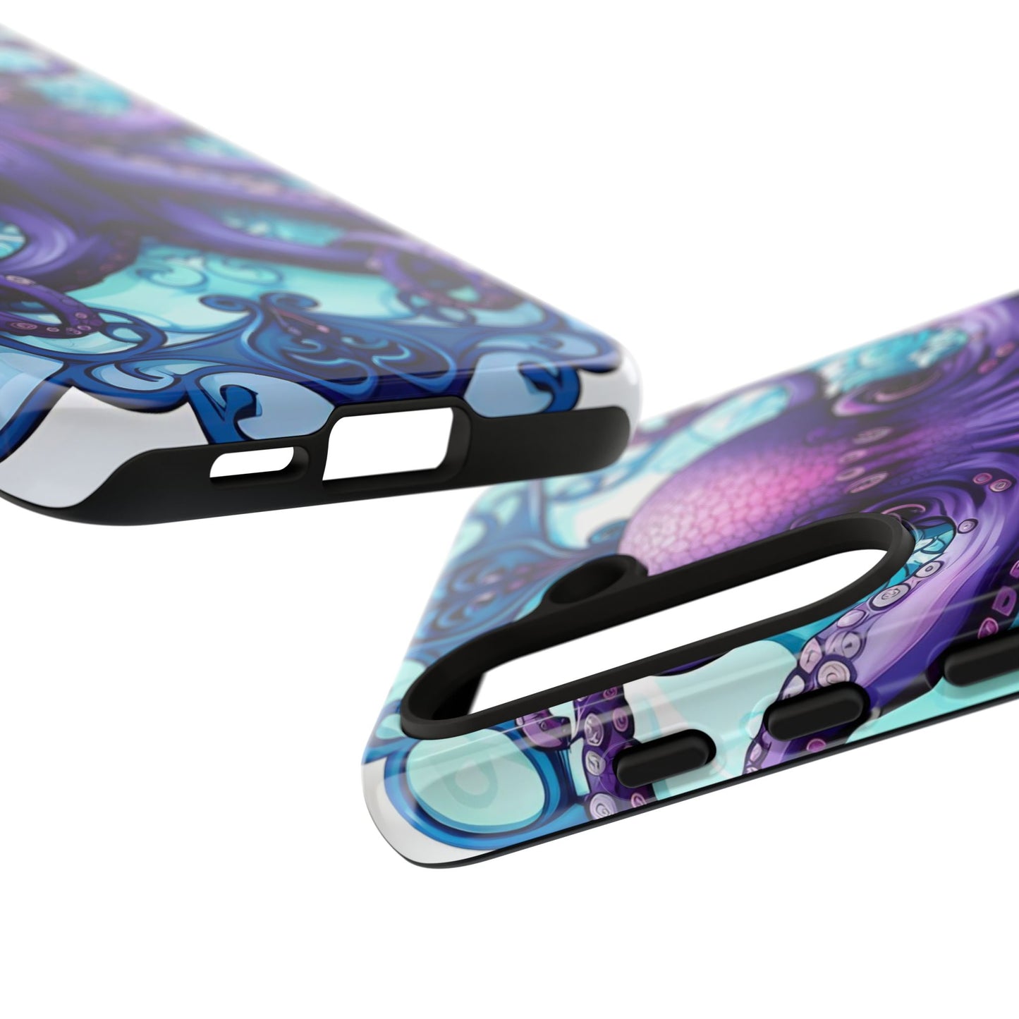 Aqua Blue & Purple Octopus Tough Phone Case | Art Nouveau Mandala Design | Device Protection for iPhone, Samsung Galaxy & Google Pixel