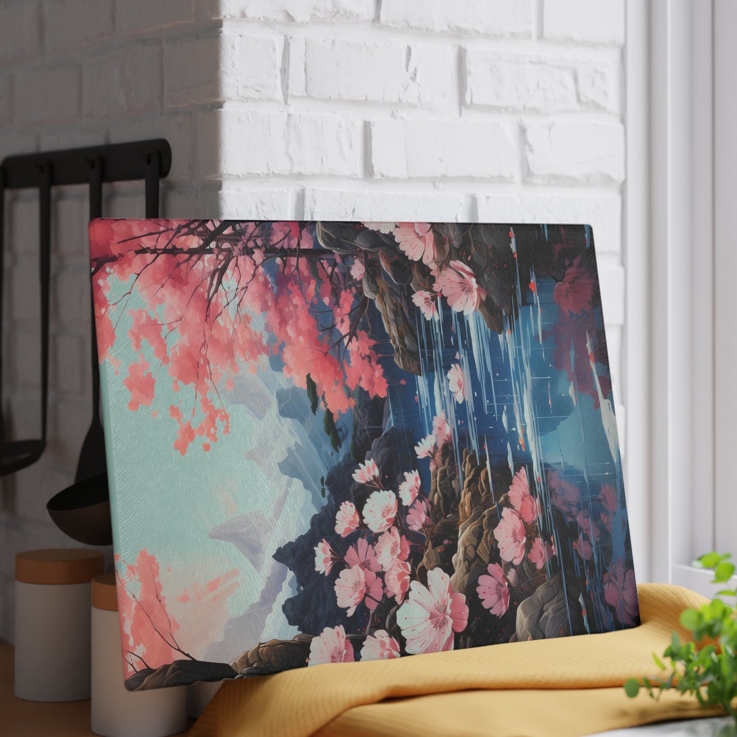 Peaceful River Cutting Board – Zen Garden-Inspired Kitchen Art - Large size board is 11 x 15 inches.