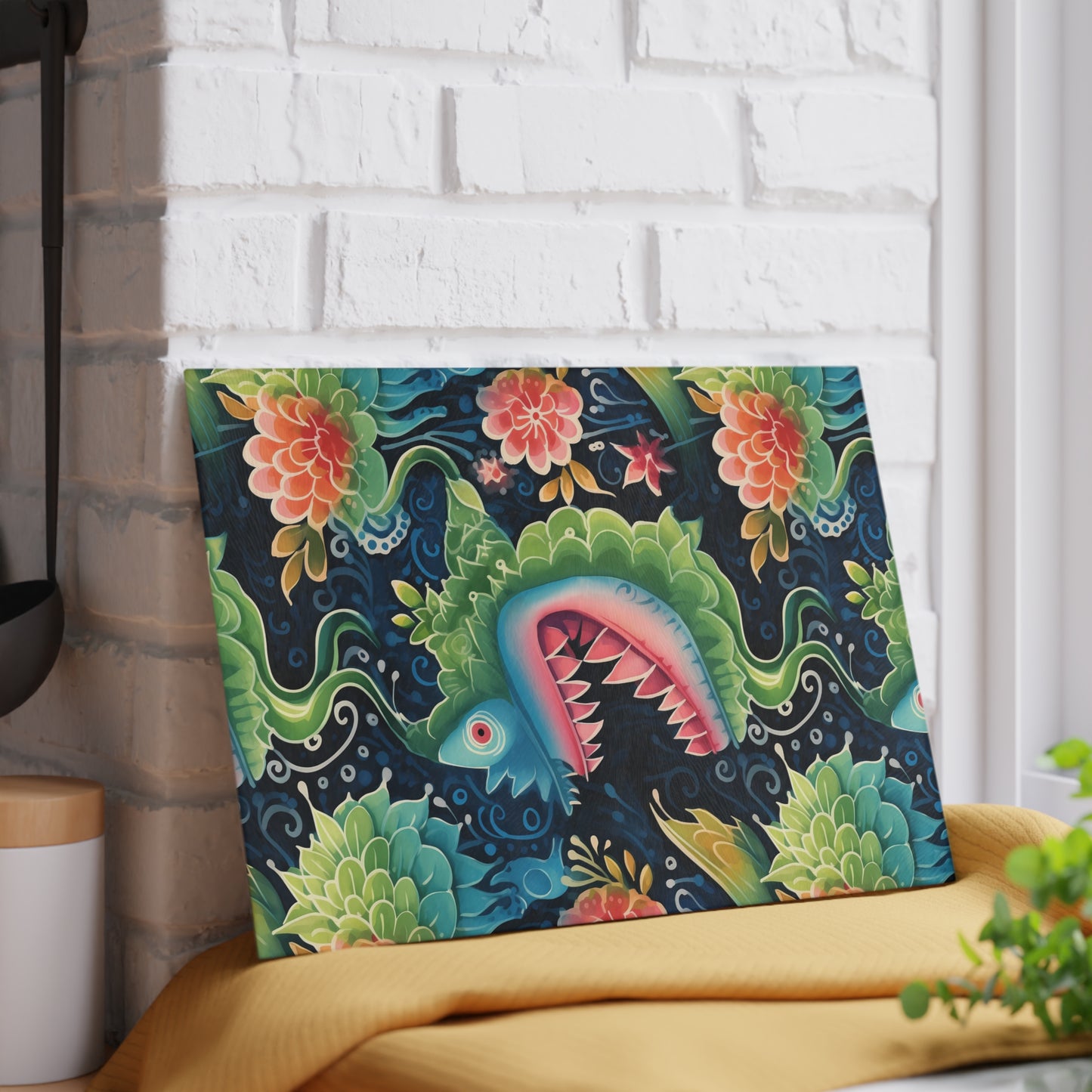 Dragon Art Tempered Glass Cutting Board – Decorative & Functional - Small is 8 x 11 inches.