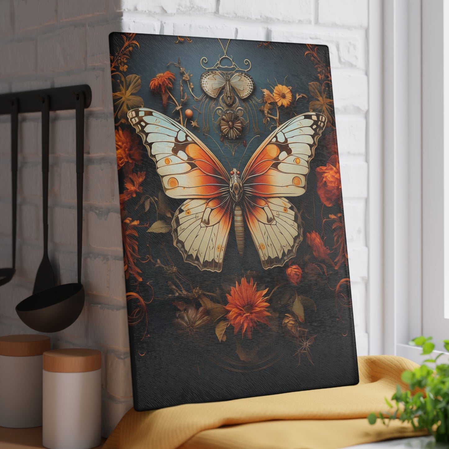 Dark Romantic Kitchen Accent – Gothic Cottagecore Cutting Board - Large 11 x 15 inches - Charcuterie Serving Tray