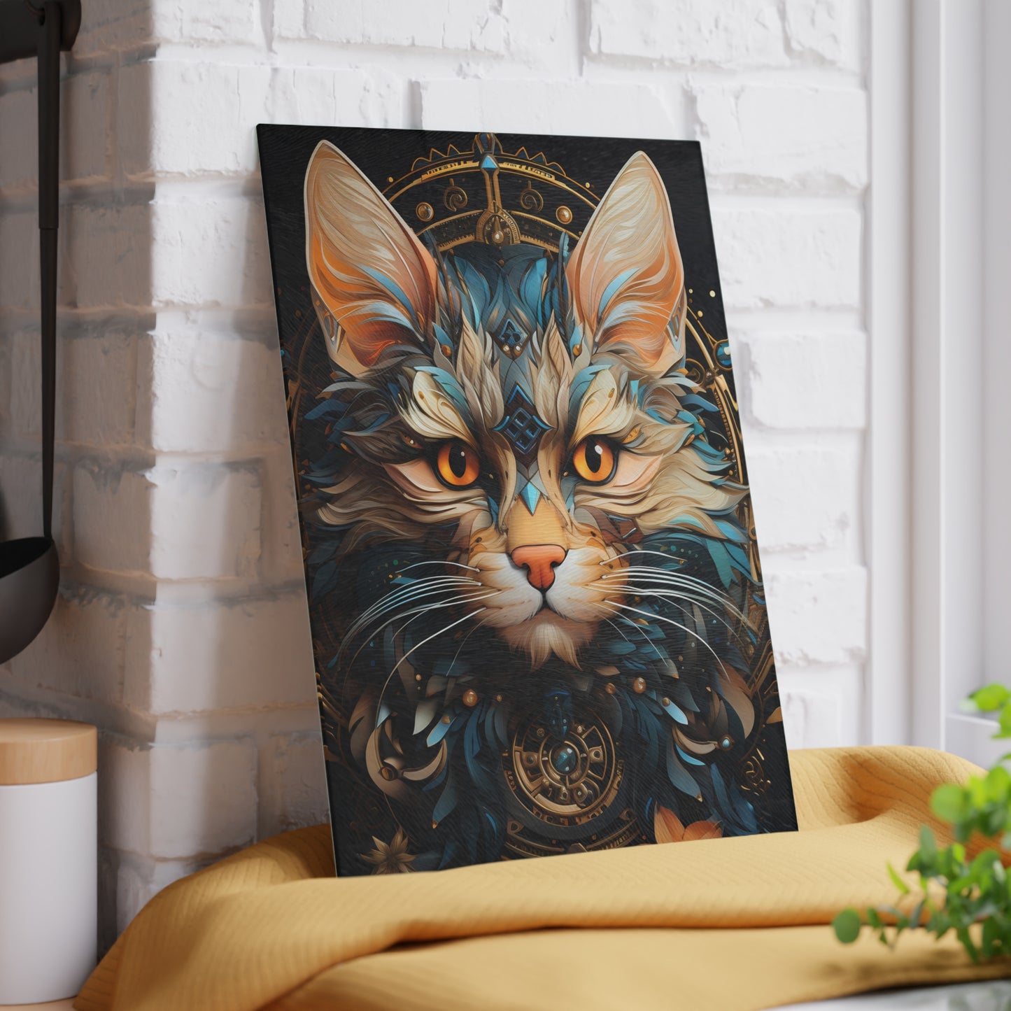 Fantasy Cat Art Cutting Board – Perfect for Kitchen & Serving - Small Board is 8 x 11 inches.