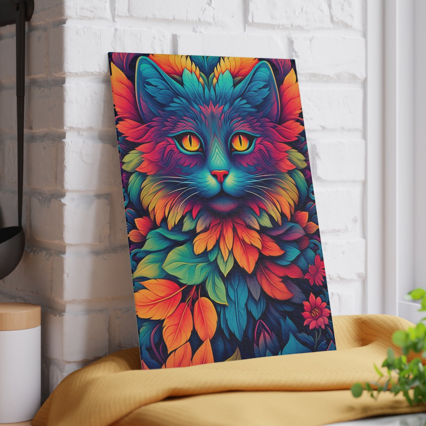 Feline Fantasy Glass Board – Perfect for Serving & Decor - Small is 8 x 11 inches.