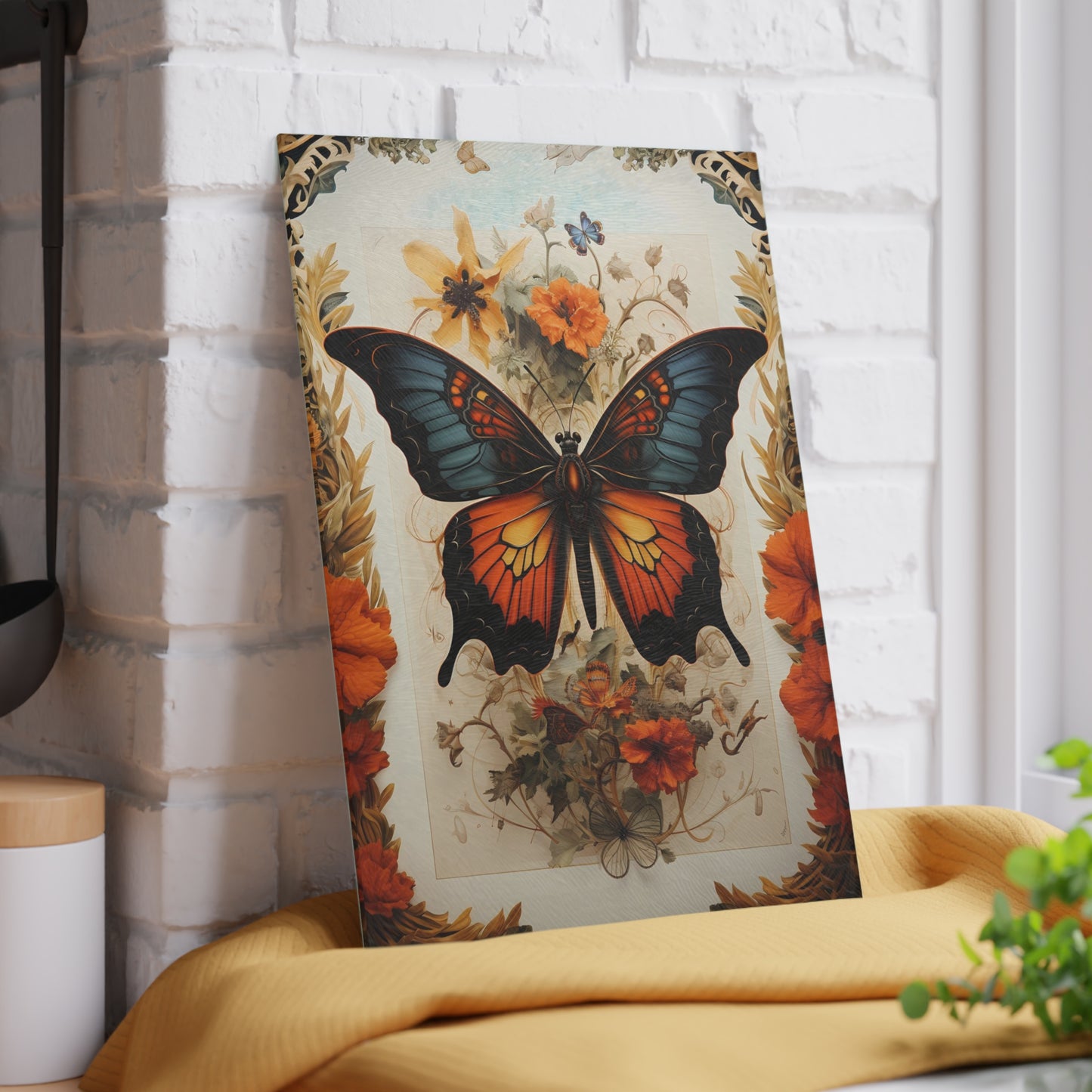 Tempered Glass Cutting Board with Victorian-Inspired Design - Small: 8 x 11 inches