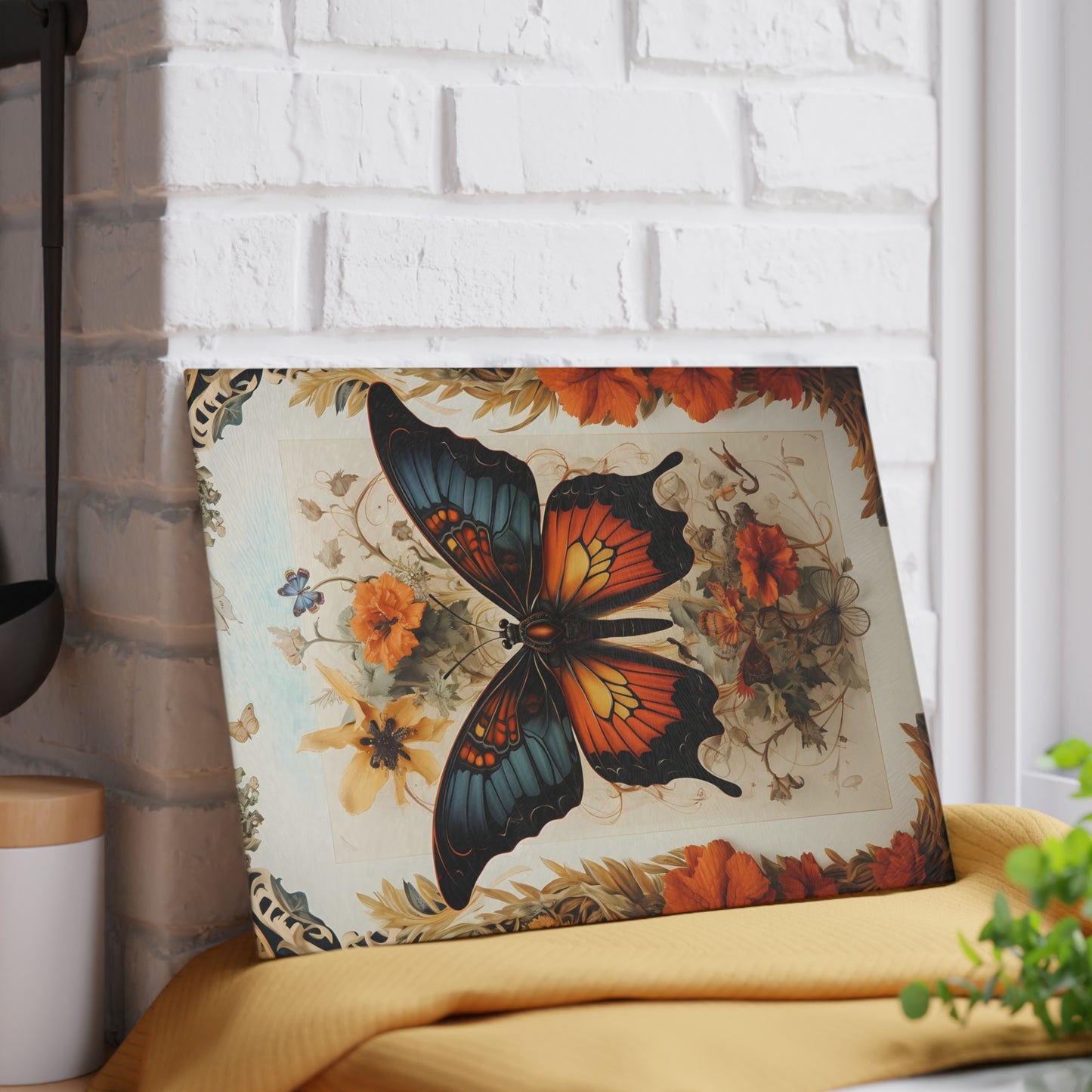 Ornate Butterfly Cutting Board – Elegant Vintage Kitchenware - Small 8 x 11 inches