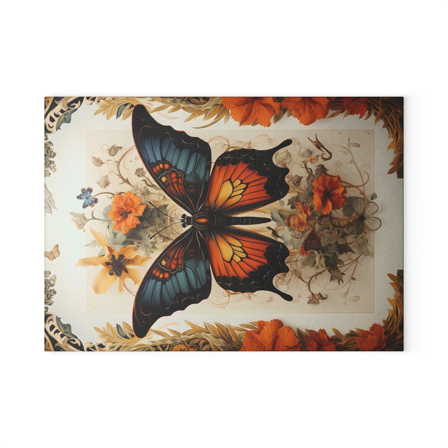 Tempered Glass Cutting Board with Victorian-Inspired Design - Small 8 x 11 inches