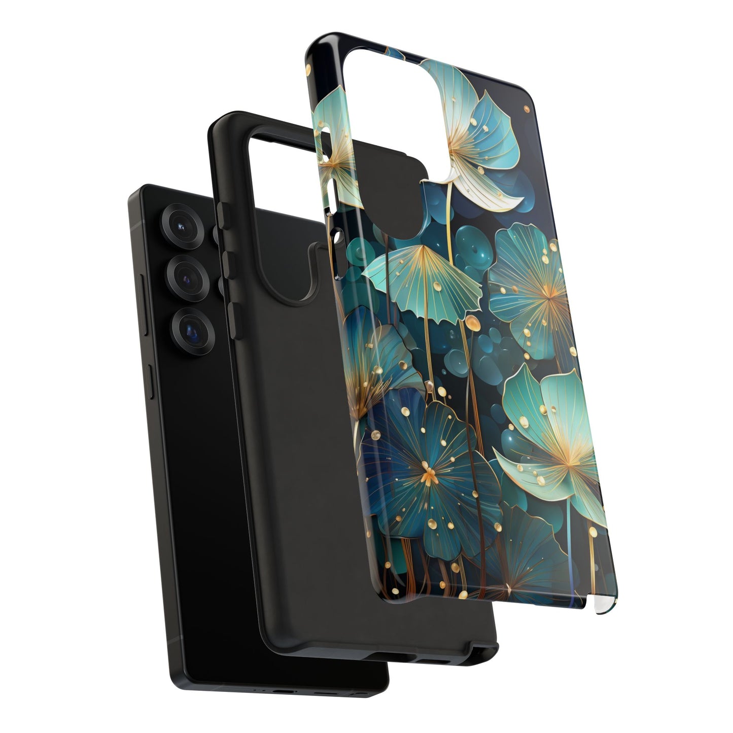 Teal Floral Tough Phone Case — Protective Botanical iPhone Cover