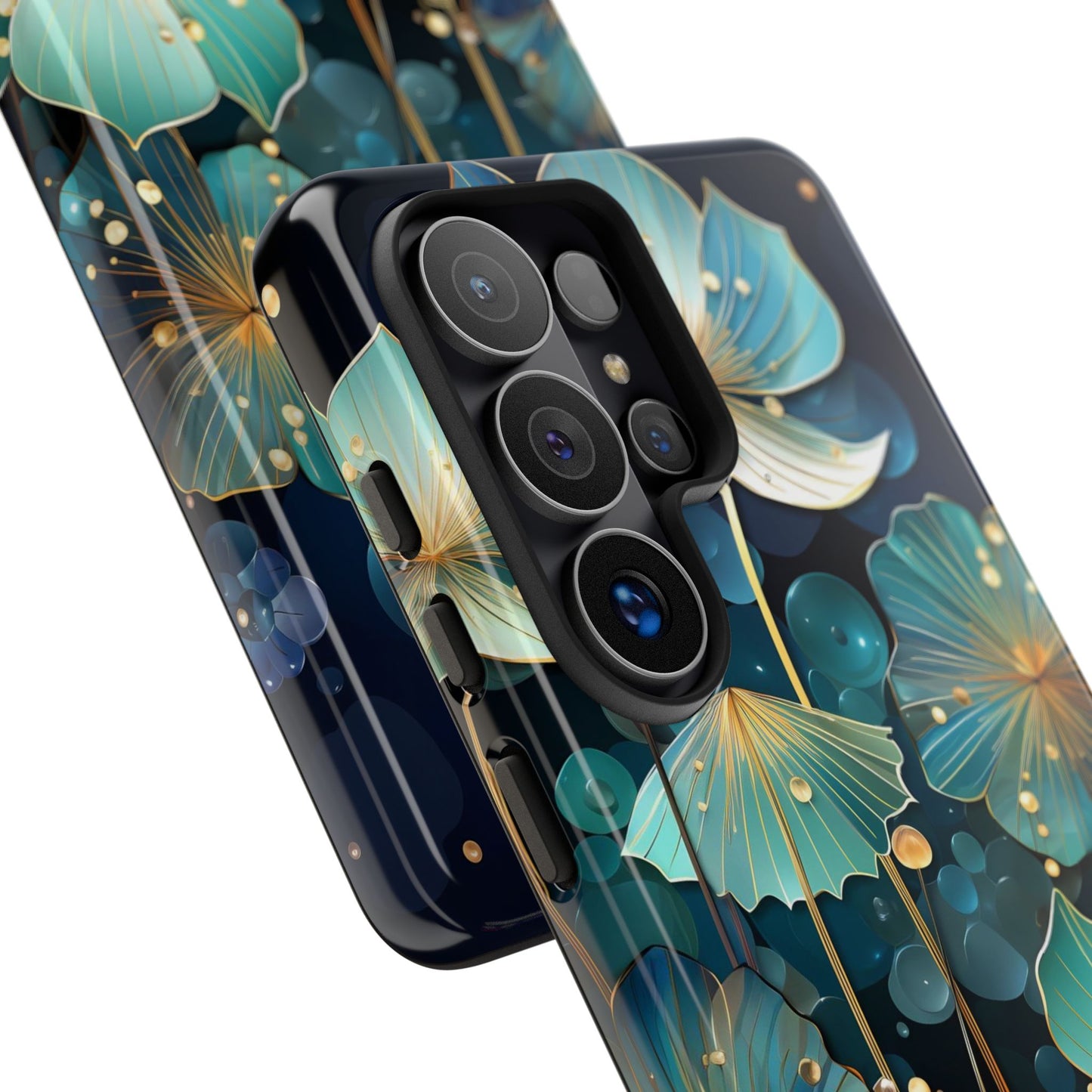 Teal Floral Tough Phone Case — Protective Botanical iPhone Cover