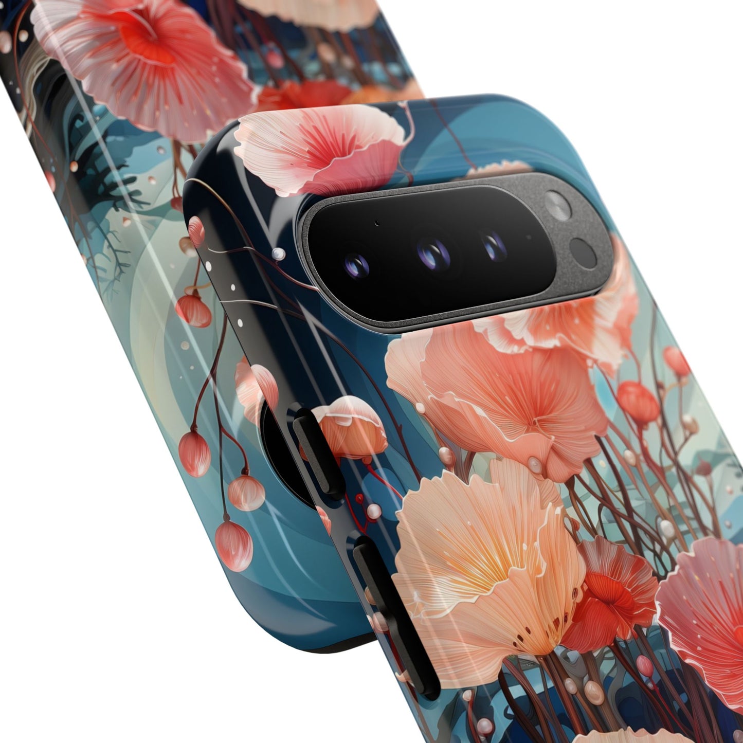 Blooming Poppies Tough Phone Case – Underwater Nocturnal Floral Design for iPhone, Samsung Galaxy & Google Pixel