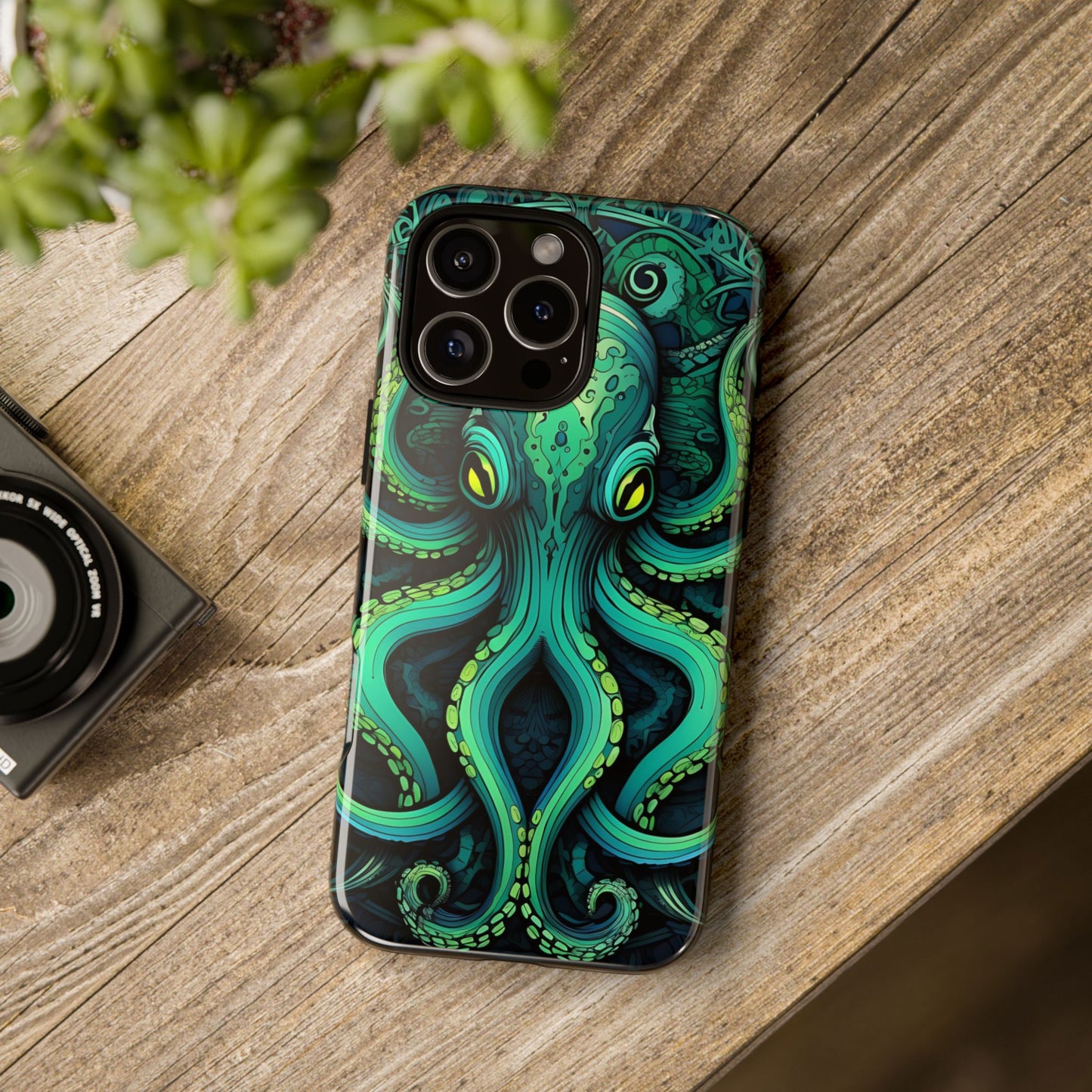 Vibrant Teal Octopus Tough Phone Case: Mandala-Inspired Art for iPhone, Samsung Galaxy & Google Pixel - Cracken Painting