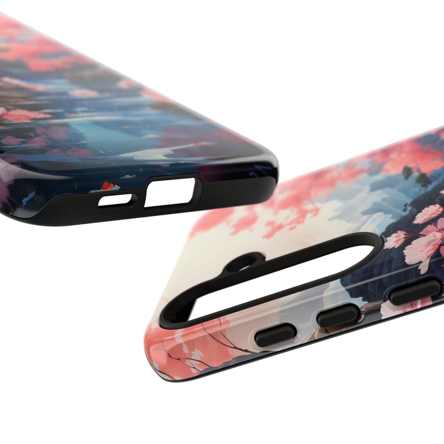 Cherry Blossom Floral Landscape Tough Phone Case – Double Layer Protection for iPhone, Samsung Galaxy & Google Pixel