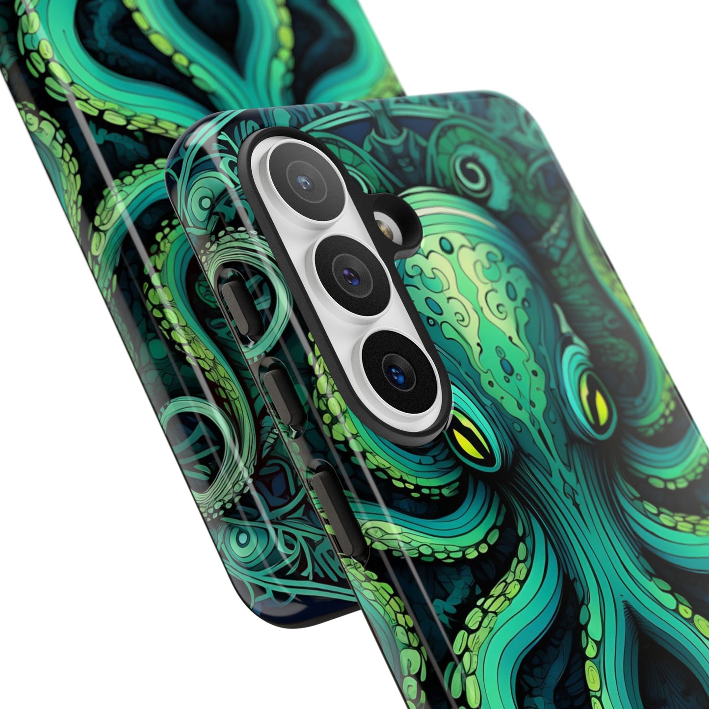 Vibrant Teal Octopus Tough Phone Case: Mandala-Inspired Art for iPhone, Samsung Galaxy & Google Pixel - Cracken Painting