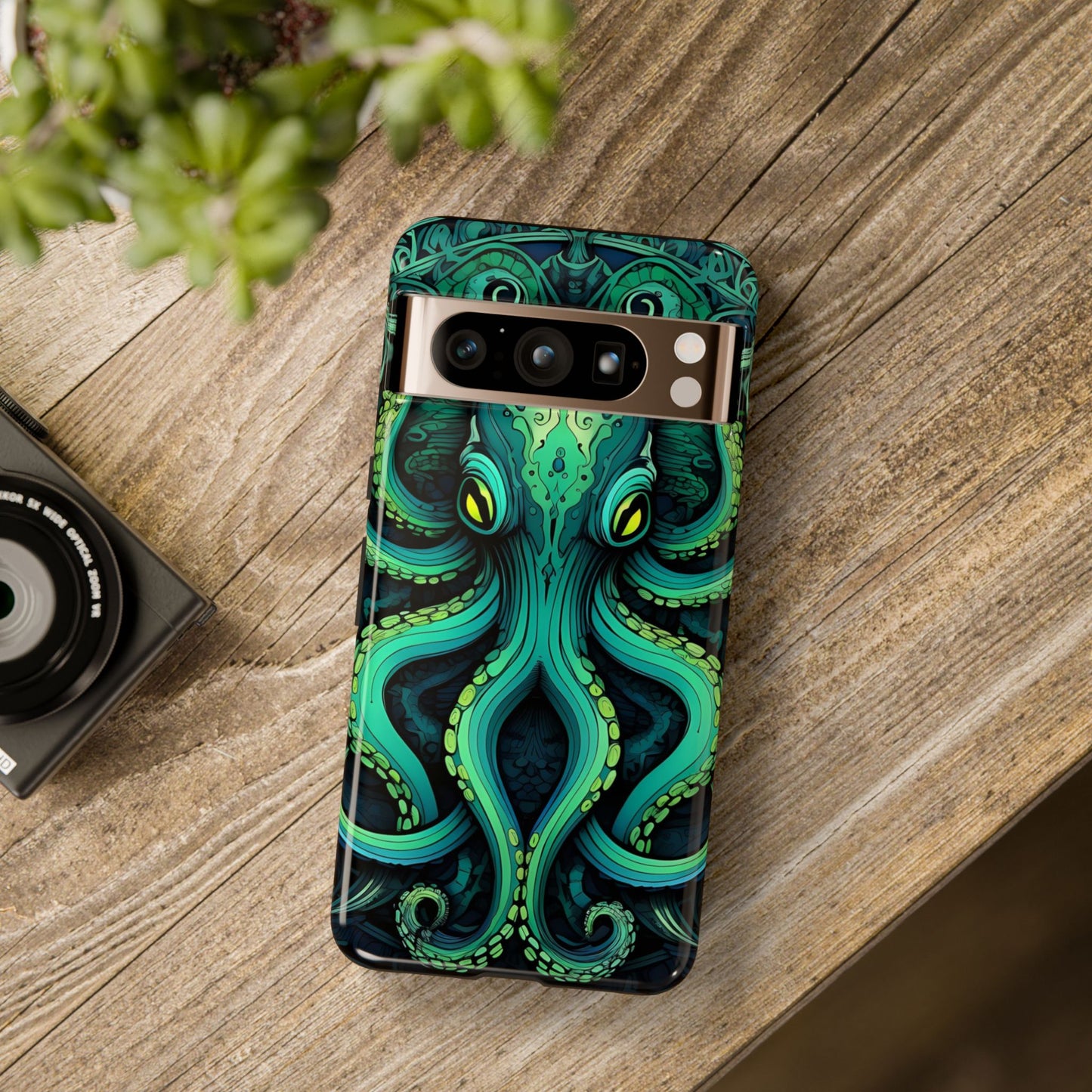 Vibrant Teal Octopus Tough Phone Case: Mandala-Inspired Art for iPhone, Samsung Galaxy & Google Pixel - Cracken Painting