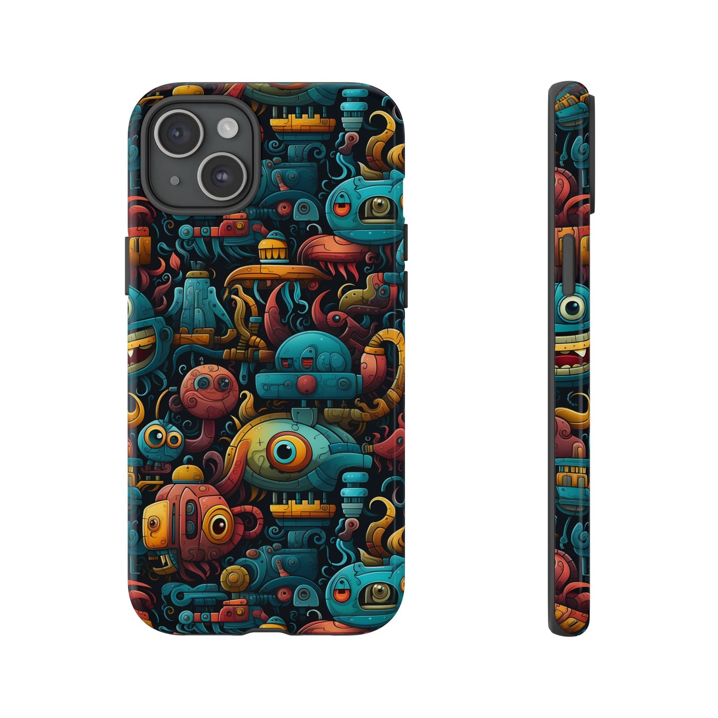 Whimsical Robots Tough Phone Case – Fantastical Mechanical Creatures Design for iPhone, Samsung Galaxy & Google Pixel