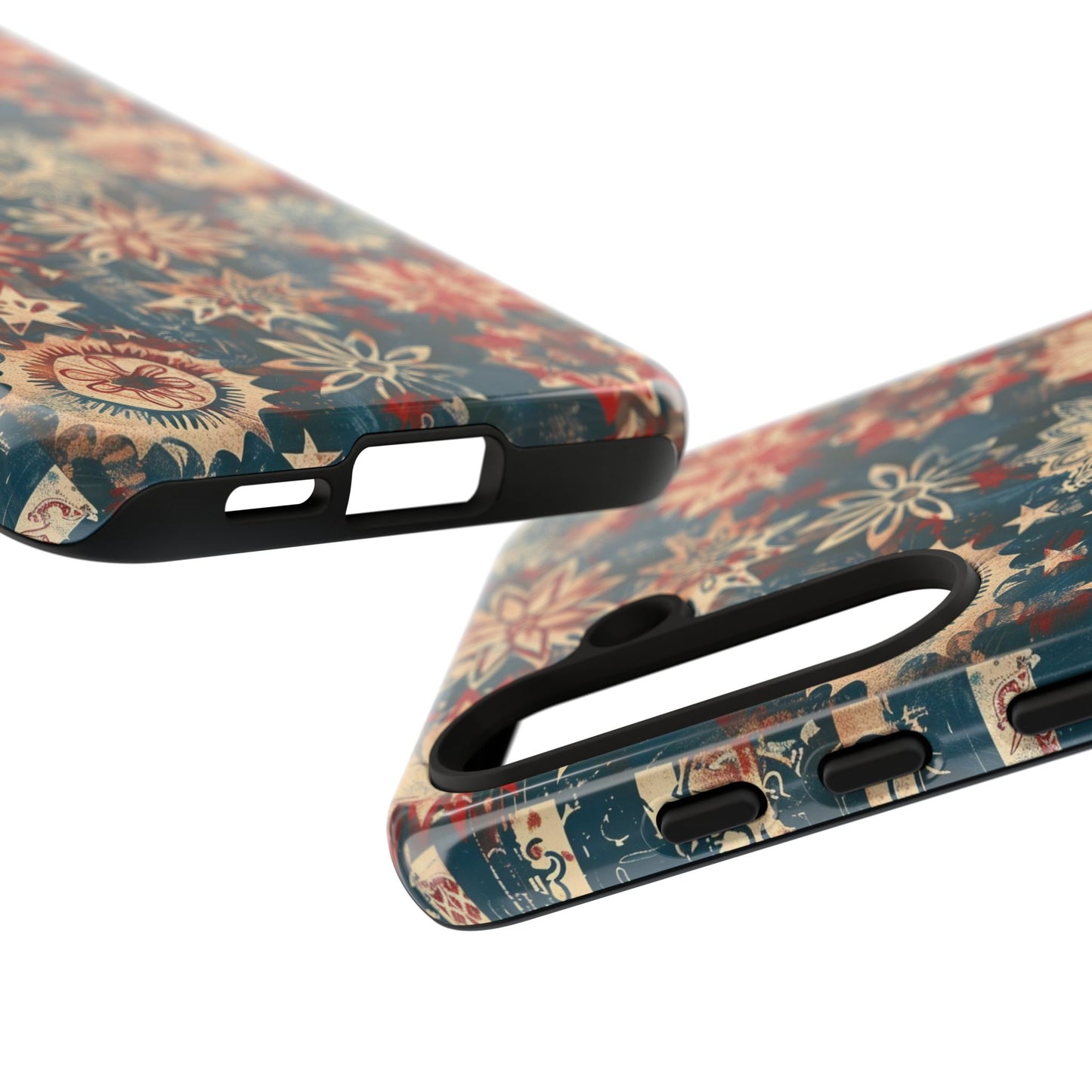 Patriotic Floral Tough Phone Case — Vintage American Stars & Flowers Design