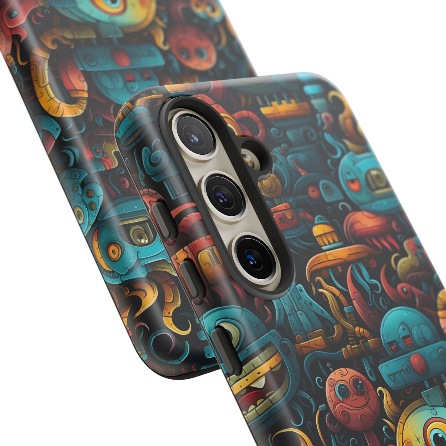Whimsical Robots Tough Phone Case – Fantastical Mechanical Creatures Design for iPhone, Samsung Galaxy & Google Pixel