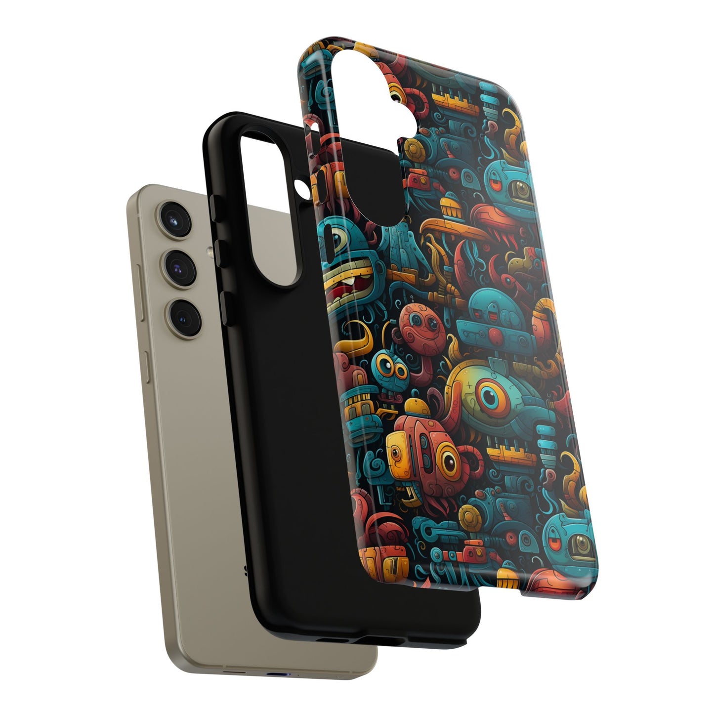 Whimsical Robots Tough Phone Case – Fantastical Mechanical Creatures Design for iPhone, Samsung Galaxy & Google Pixel