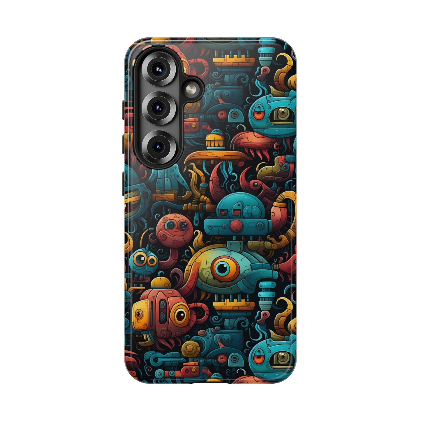 Whimsical Robots Tough Phone Case – Fantastical Mechanical Creatures Design for iPhone, Samsung Galaxy & Google Pixel