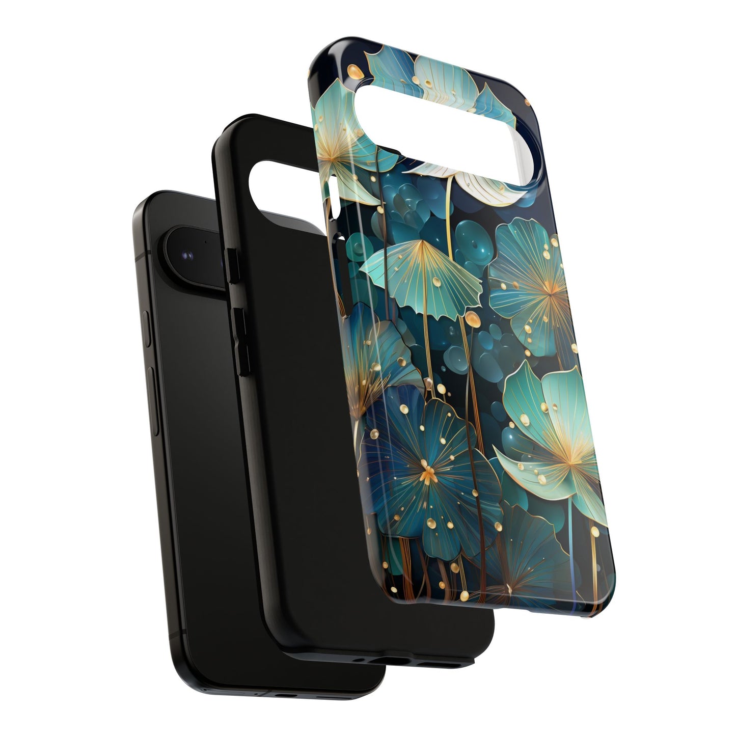 Teal Floral Tough Phone Case — Protective Botanical iPhone Cover