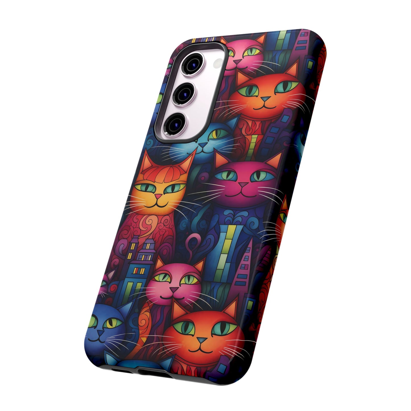 Cat-opolis Tough Phone Case: Fantastical Feline City Scape Mobile Phone Protection for iPhone, Samsung Galaxy & Google Pixel Whimsical Art