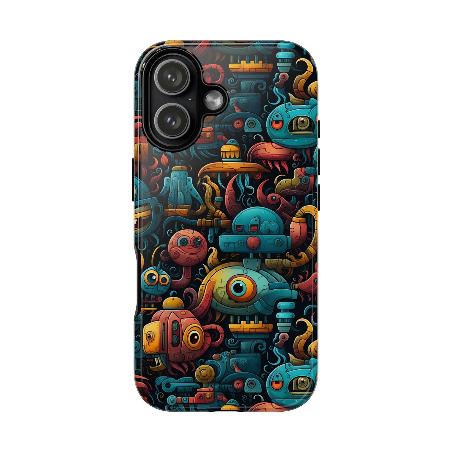 Whimsical Robots Tough Phone Case – Fantastical Mechanical Creatures Design for iPhone, Samsung Galaxy & Google Pixel