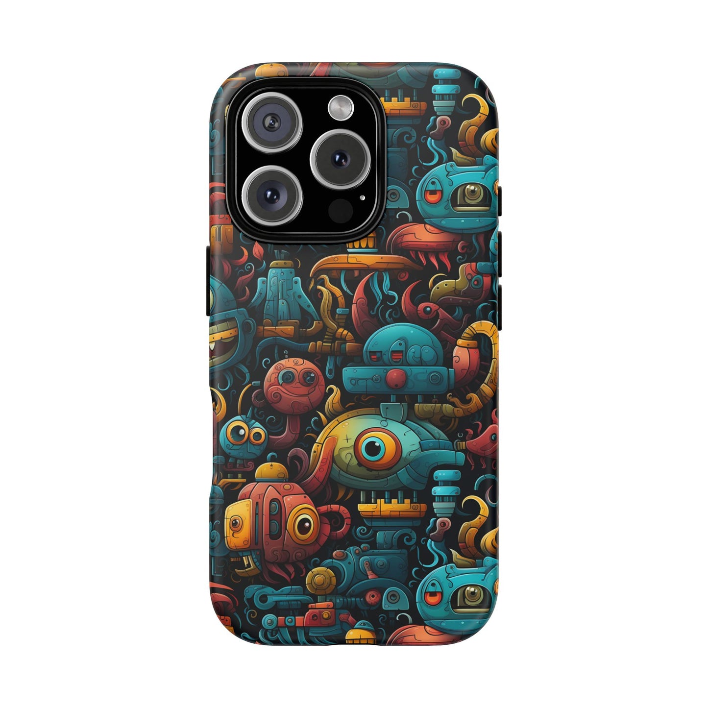 Whimsical Robots Tough Phone Case – Fantastical Mechanical Creatures Design for iPhone, Samsung Galaxy & Google Pixel